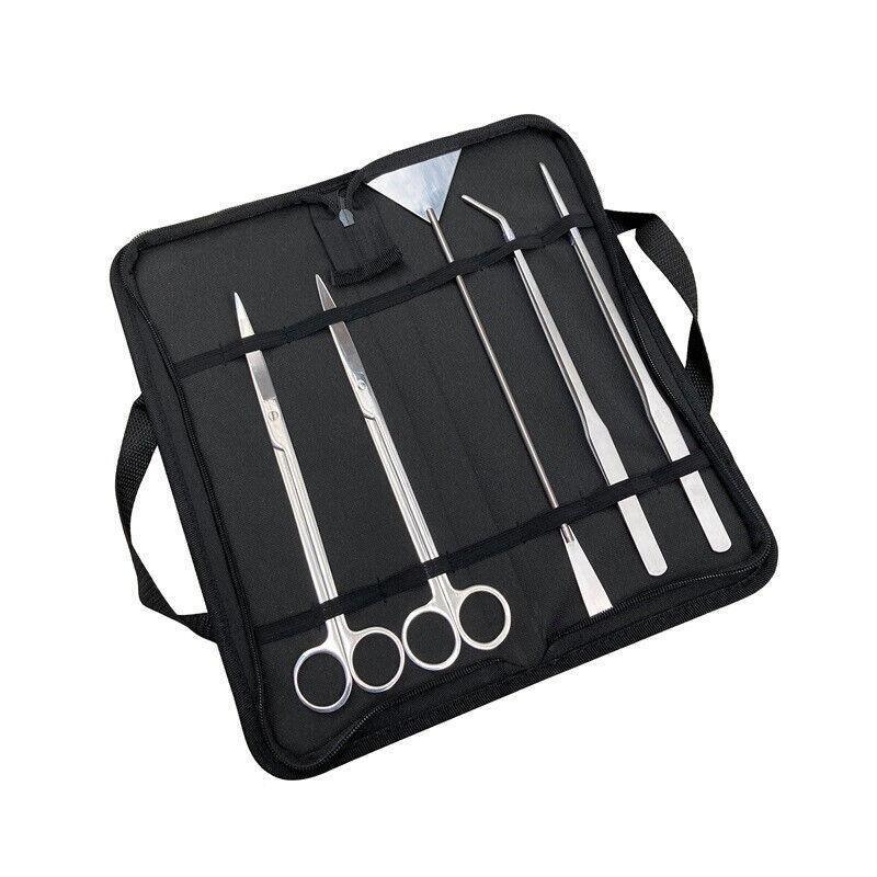 Stainless Steel Aquarium Tool Set 6PCS - Tweezers, Scissors, Spatula Kit