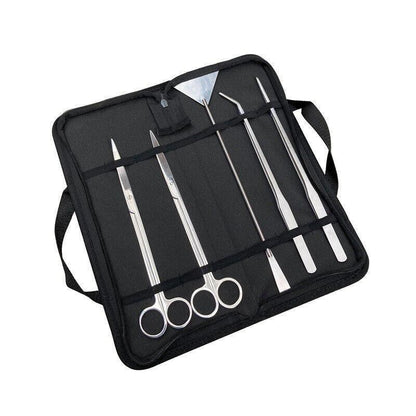 Stainless Steel Aquarium Tool Set 6PCS - Tweezers, Scissors, Spatula Kit
