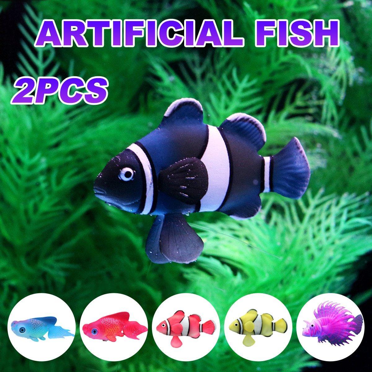 Premium Artificial Floating Betta Fish Decorations 2pcs - Sky Blue Goldfish