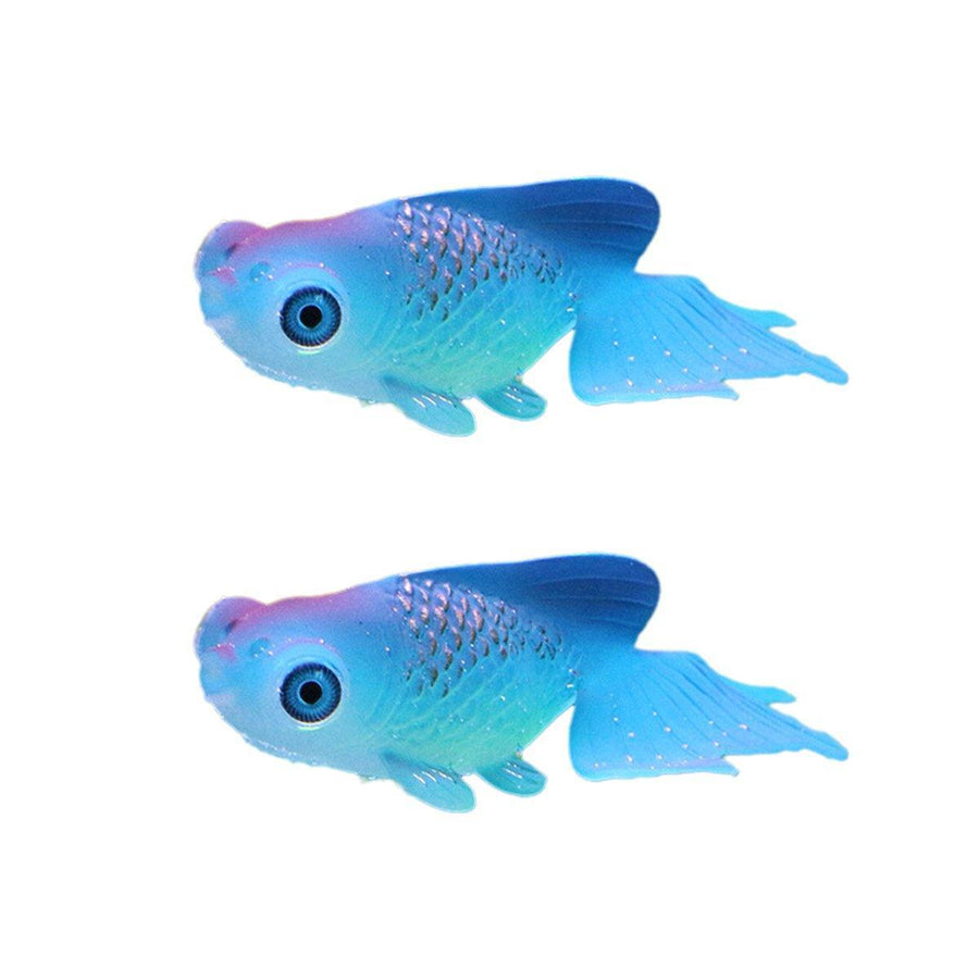 Premium Artificial Floating Betta Fish Decorations 2pcs - Sky Blue Goldfish