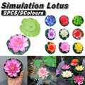 Premium Simulation Lotus Flowers & Leaves – 9 Pack