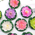 Premium Simulation Lotus Flowers & Leaves – 9 Pack