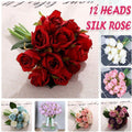 Premium Artificial Silk Rose Bouquet – Red 12 Heads