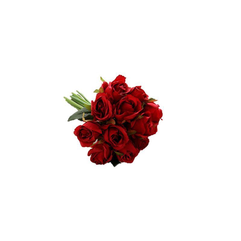Premium Artificial Silk Rose Bouquet – Red 12 Heads
