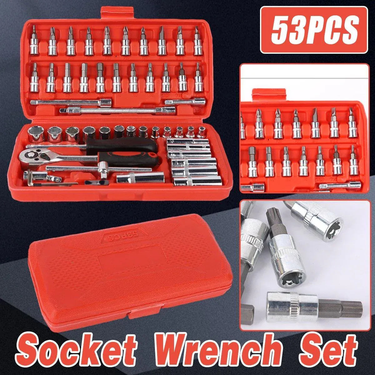 Premium 53PCS 1/4 Inch Metric Deep Socket Set with Case