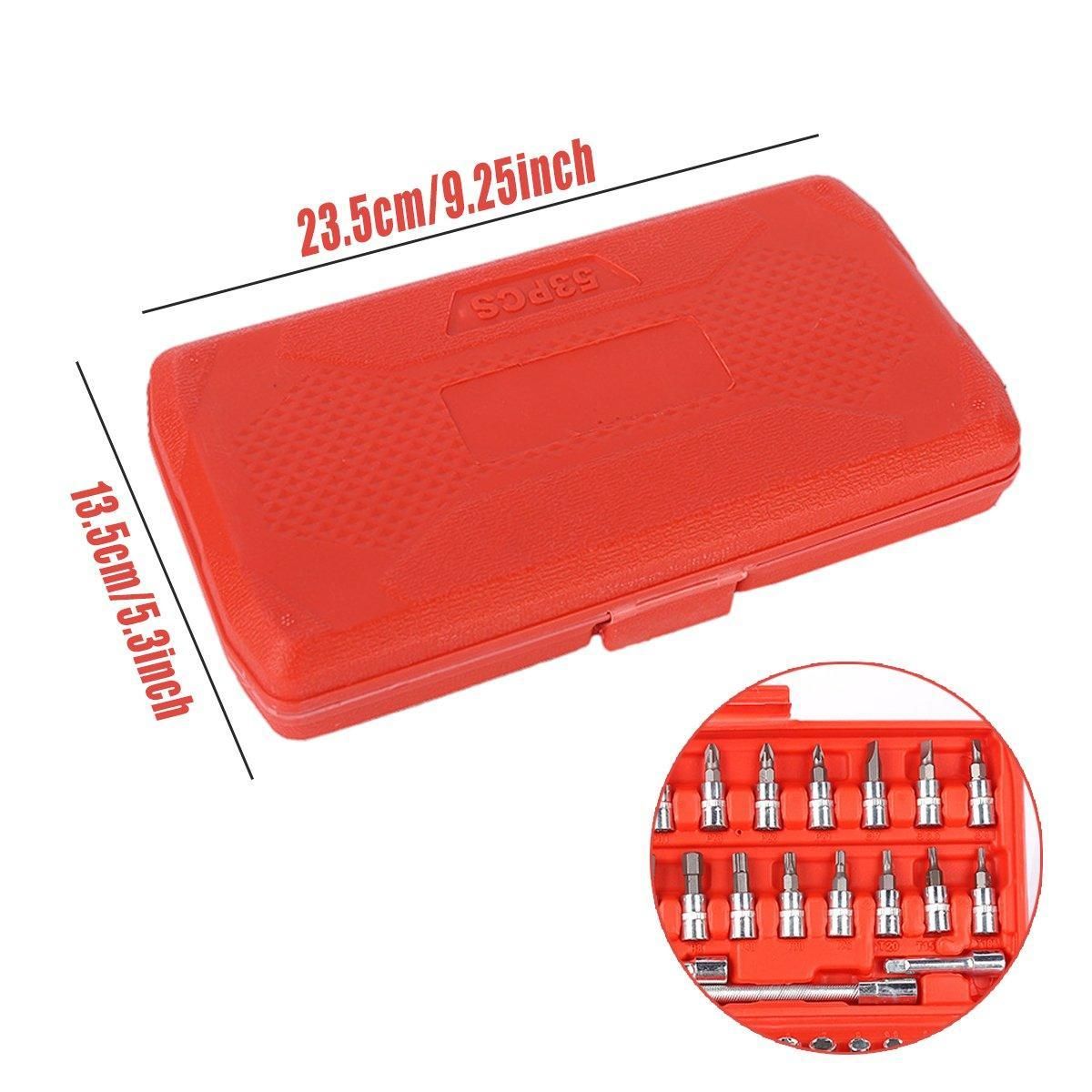 Premium 53PCS 1/4 Inch Metric Deep Socket Set with Case