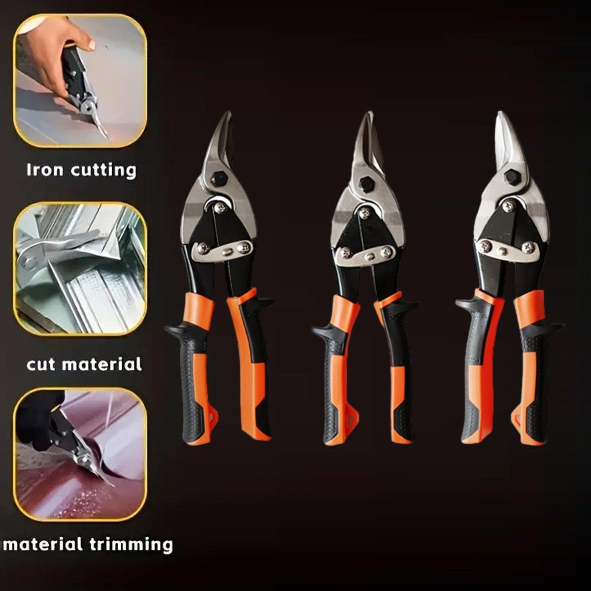 Premium 250mm Aviation Tin Snips with Micro-Serrated Blades - Right-Curved