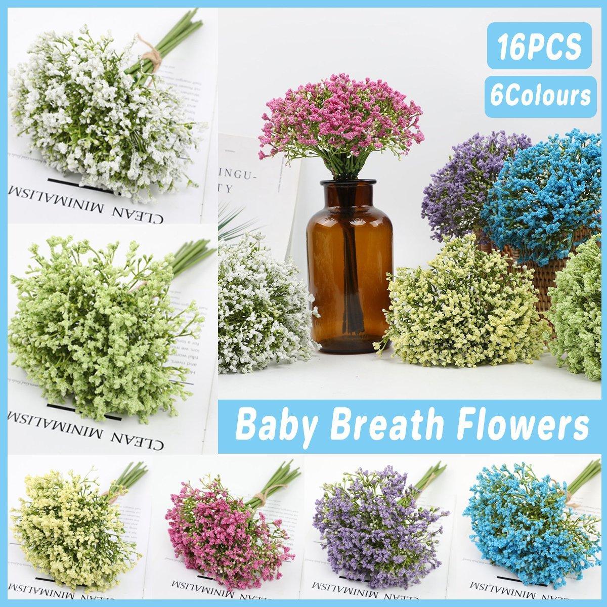 Premium Artificial Baby's Breath Foam Flowers – Purple 16 Pieces