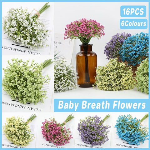 Premium Artificial Baby's Breath Foam Flowers – Purple 16 Pieces