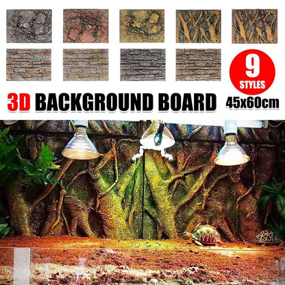 Pet 3D Foam Backgrounds Reptile Tank Board, 60*45cm, 9 Styles, Durable, Non-Toxic