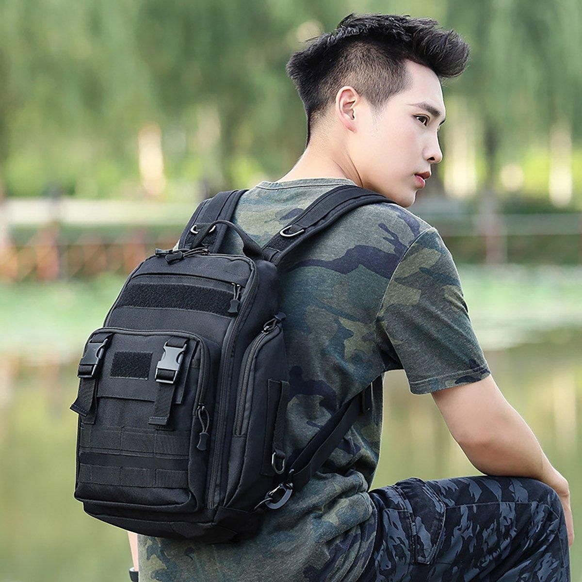 Premium Fishing Tackle Backpack – Black with Rod Holders