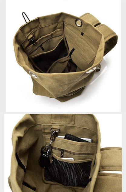 Large Capacity Travel Backpack for Men - Canvas Rucksack, 55cm, Black