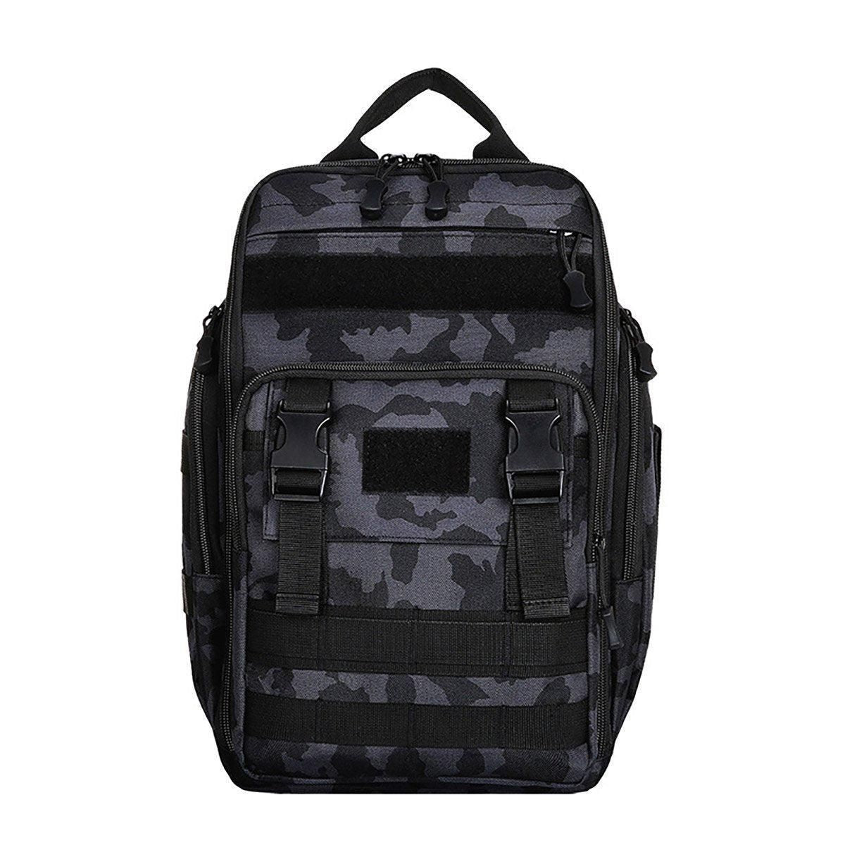 Premium Fishing Tackle Backpack – Night Camouflage with Rod Holders