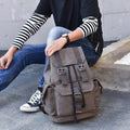 Unisex Retro Rucksack Large Capacity Travel Bag Leisure Backpack Schoolbag - Khaki - SuperSaverAU - view 4