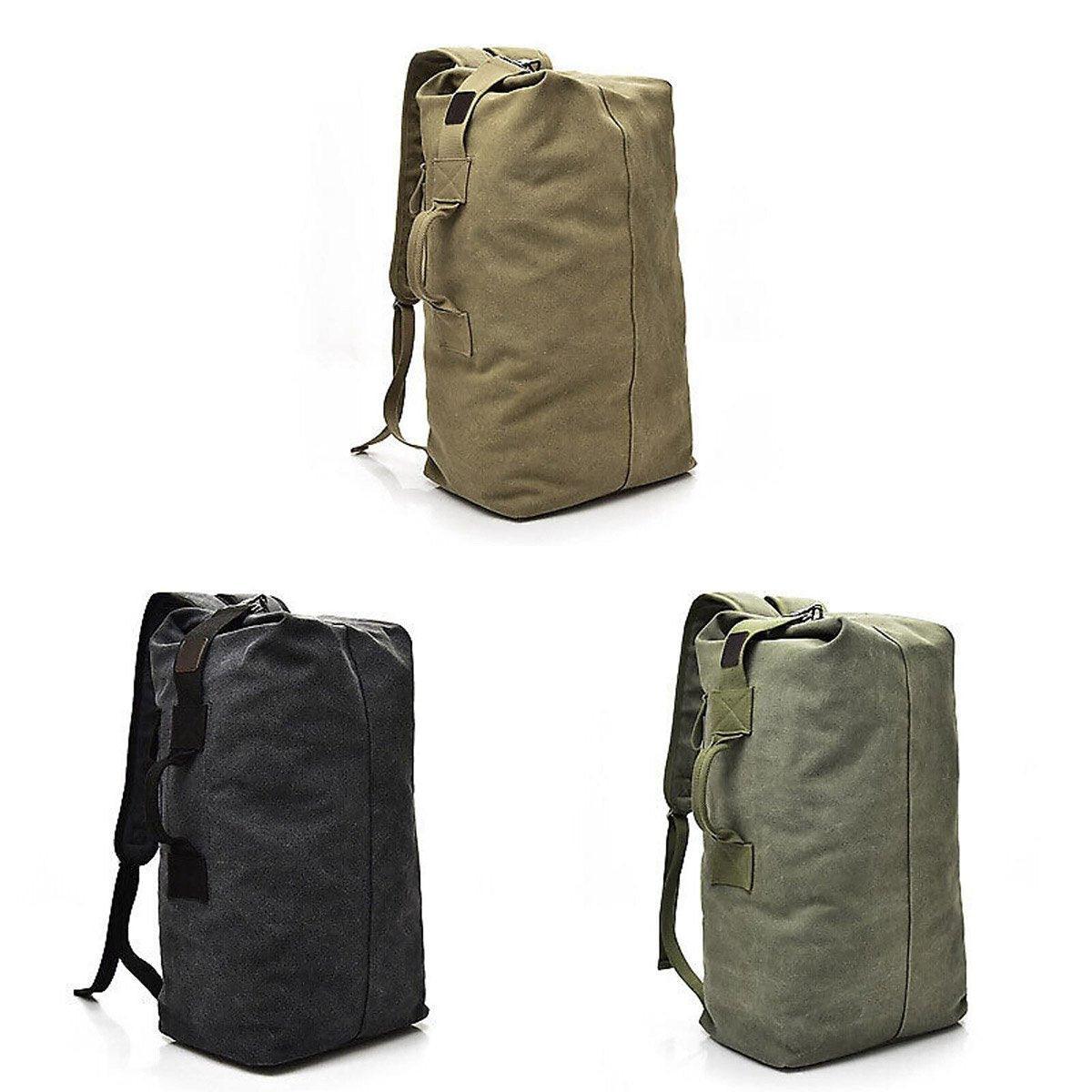 Large Capacity Travel Backpack for Men - Canvas Rucksack, Khaki, Small