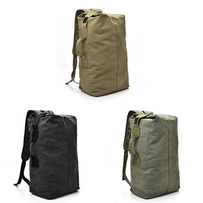 Large Capacity Travel Backpack for Men - Canvas Rucksack, Khaki, Small