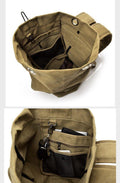 Large Capacity Travel Backpack for Men - Canvas Rucksack, Khaki, Small - SuperSaverAU - view 3