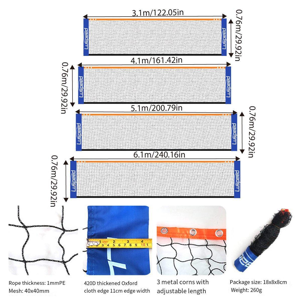 Portable Adjustable Height Badminton Net Set - 4.1M