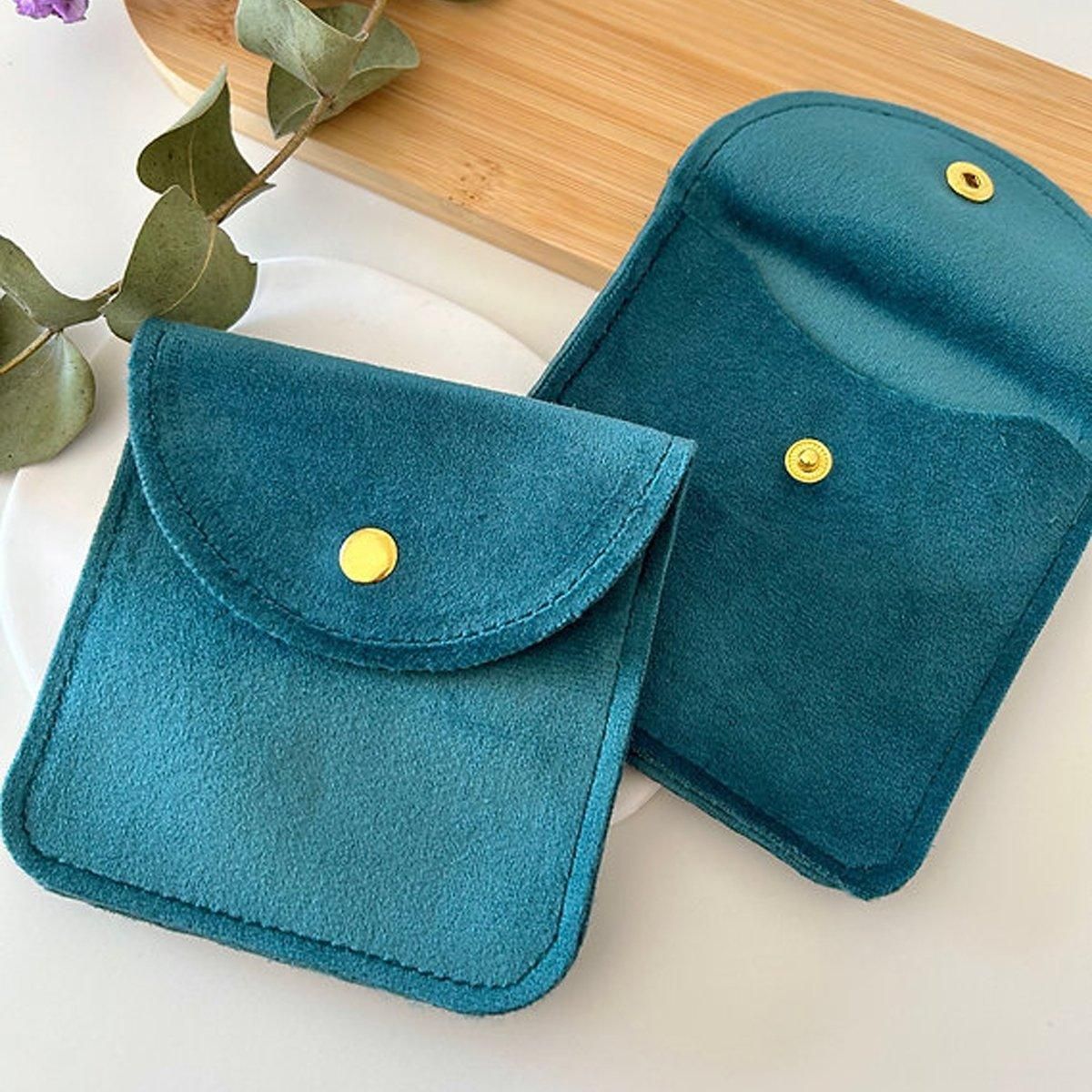 Premium 10 Pack Brown Velvet Jewellery Pouches with Button Closure