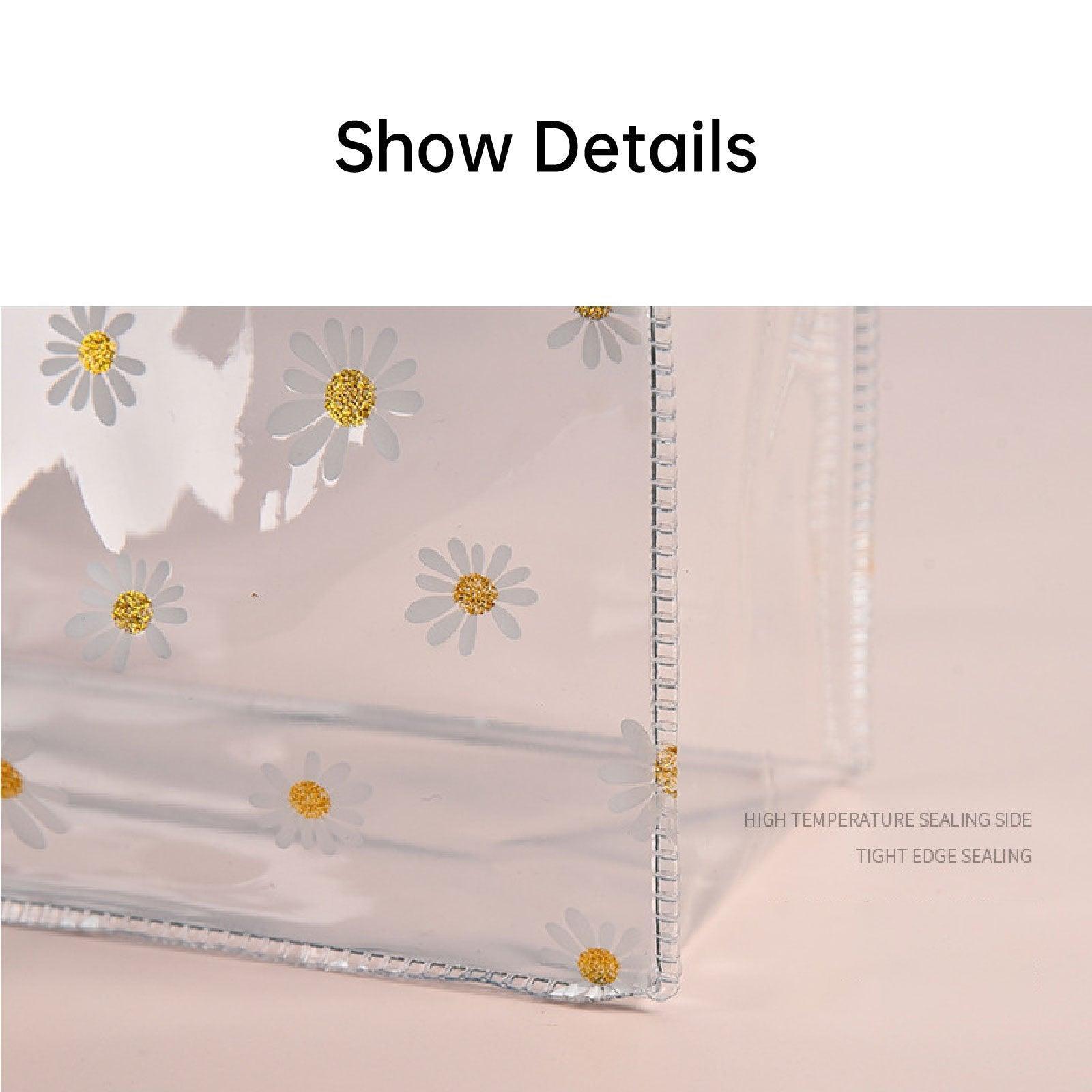 10pcs Small Fresh Transparent PVC Tote Bag Wedding Candy Gift Bag Daisy Design - Red - S - SuperSaverAU - view 4