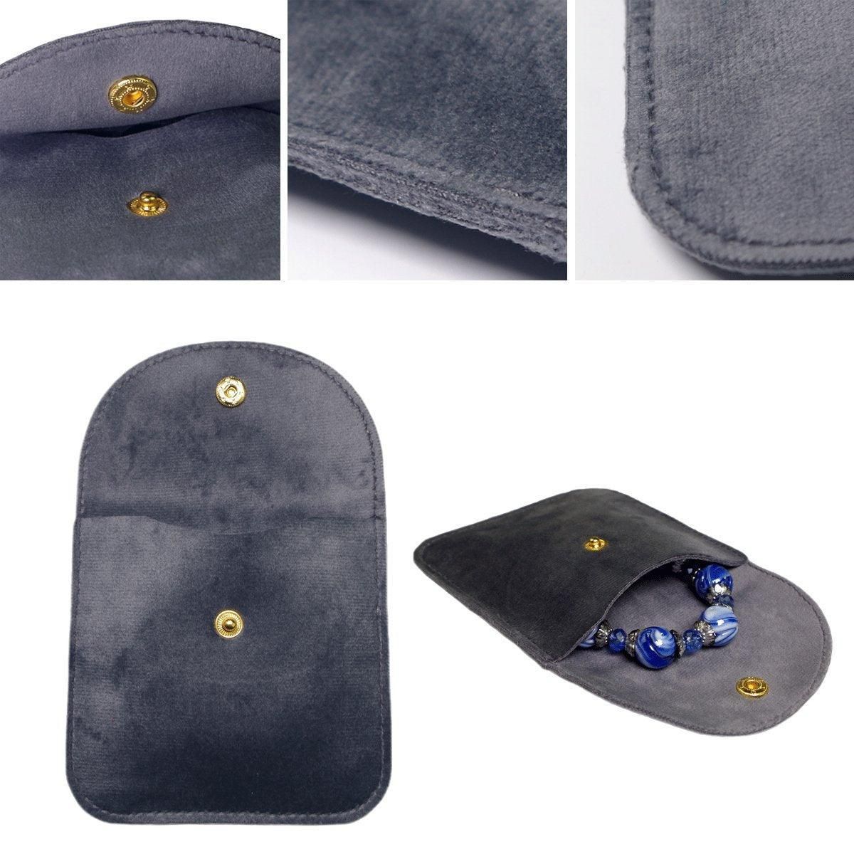 Premium 10 Pack Rose Red Velvet Jewellery Pouches with Button Closure