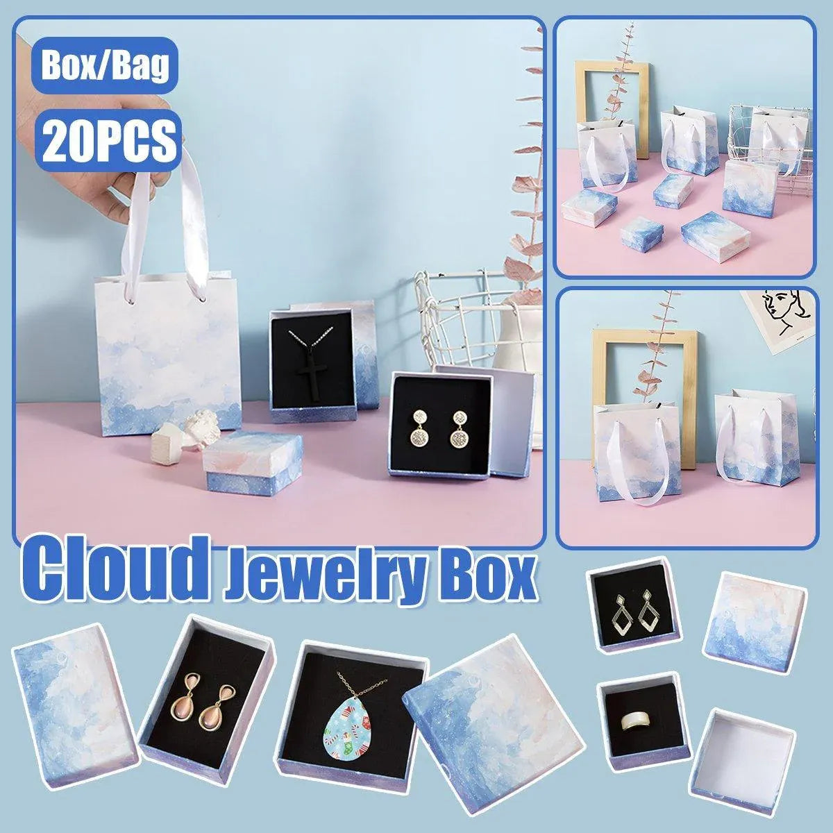 Premium 20 Pack Cloud Jewellery Display Bags 11x12x6cm
