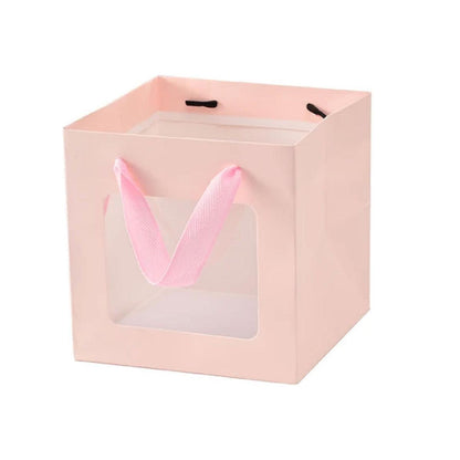 20PCS Open Window for Flower Doll Wedding Gift Transparent Square Packaging Bag - Black 30-30-30cm