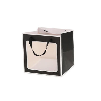 20PCS Open Window for Flower Doll Wedding Gift Transparent Square Packaging Bag - Black 30-30-30cm