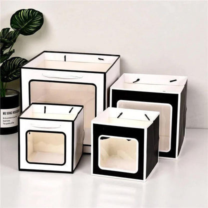 20PCS Open Window for Flower Doll Wedding Gift Transparent Square Packaging Bag - Pink 15-15-15cm