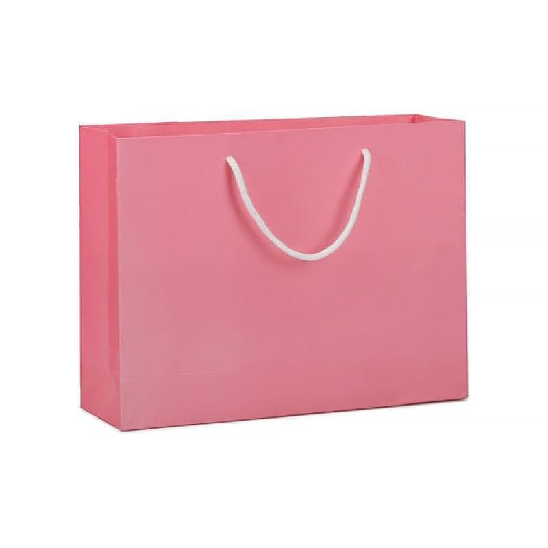25X Kraft Paper Bags Gift Shopping Bag Carry White Pink Black Bag With Handles - Black-17-24-10