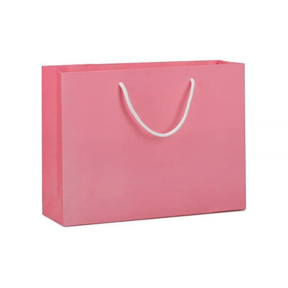 25X Kraft Paper Bags Gift Shopping Bag Carry White Pink Black Bag With Handles - Black-17-24-10