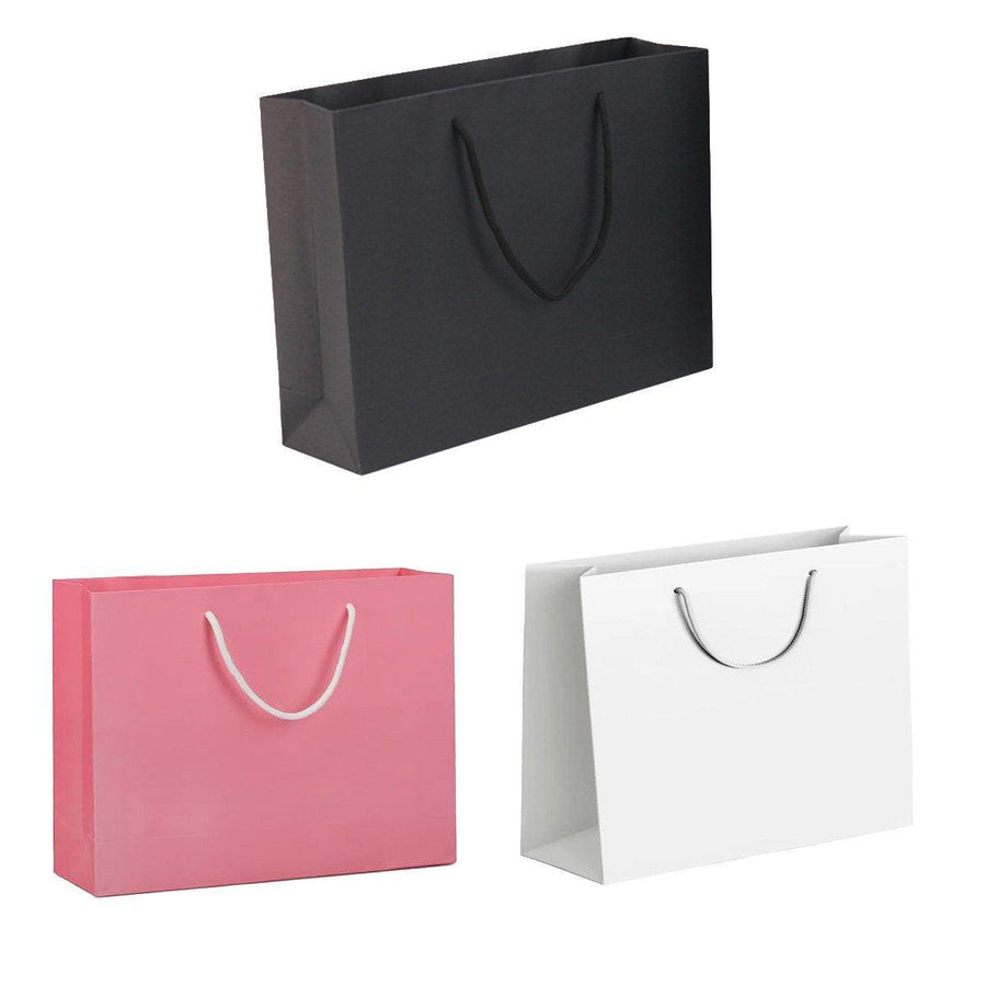 25X Kraft Paper Bags Gift Shopping Bag Carry White Pink Black Bag With Handles - Pink-17-24-10 - SuperSaverAU - view 1