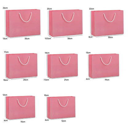 25X Kraft Paper Bags Gift Shopping Bag Carry White Pink Black Bag With Handles - Pink-22-30-8