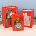 25x Thick Gift Bags with Transparent Window for Valentines Day Bouquets and Gift - Tote-Bag-25pcs-Pink-18-13-25cm - SuperSaverAU - view 3
