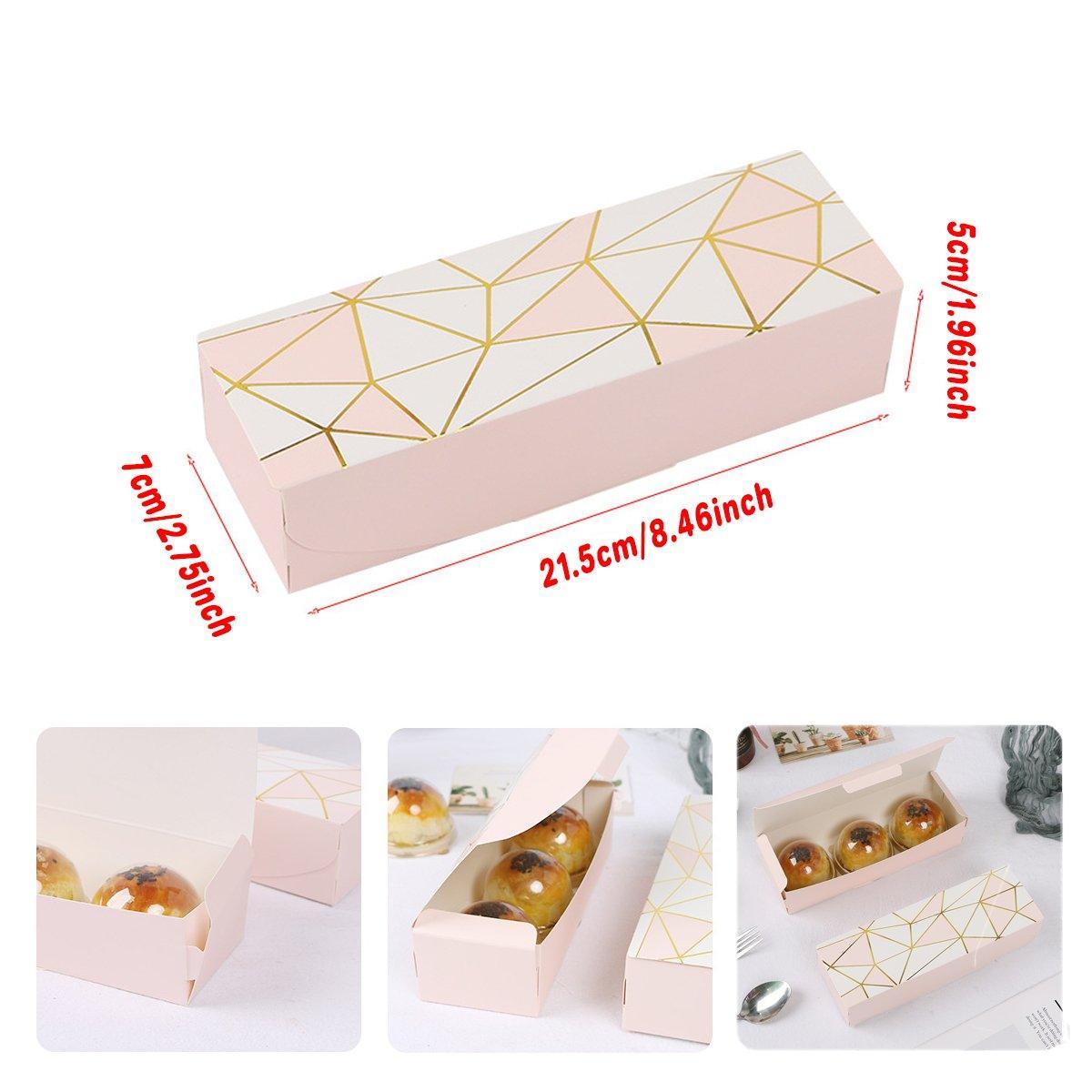 25PCS Long Strip Clamshell Packaging Box - 3-Compartment Dessert Storage