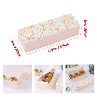 25PCS Long Strip Clamshell Packaging Box - 3-Compartment Dessert Storage