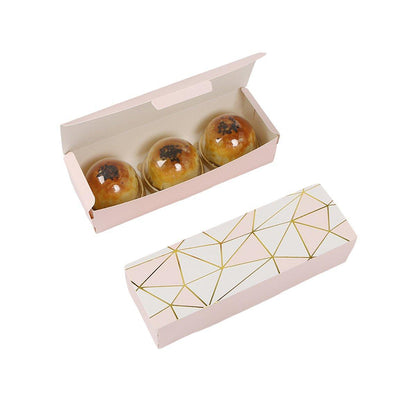 25PCS Long Strip Clamshell Packaging Box - 3-Compartment Dessert Storage