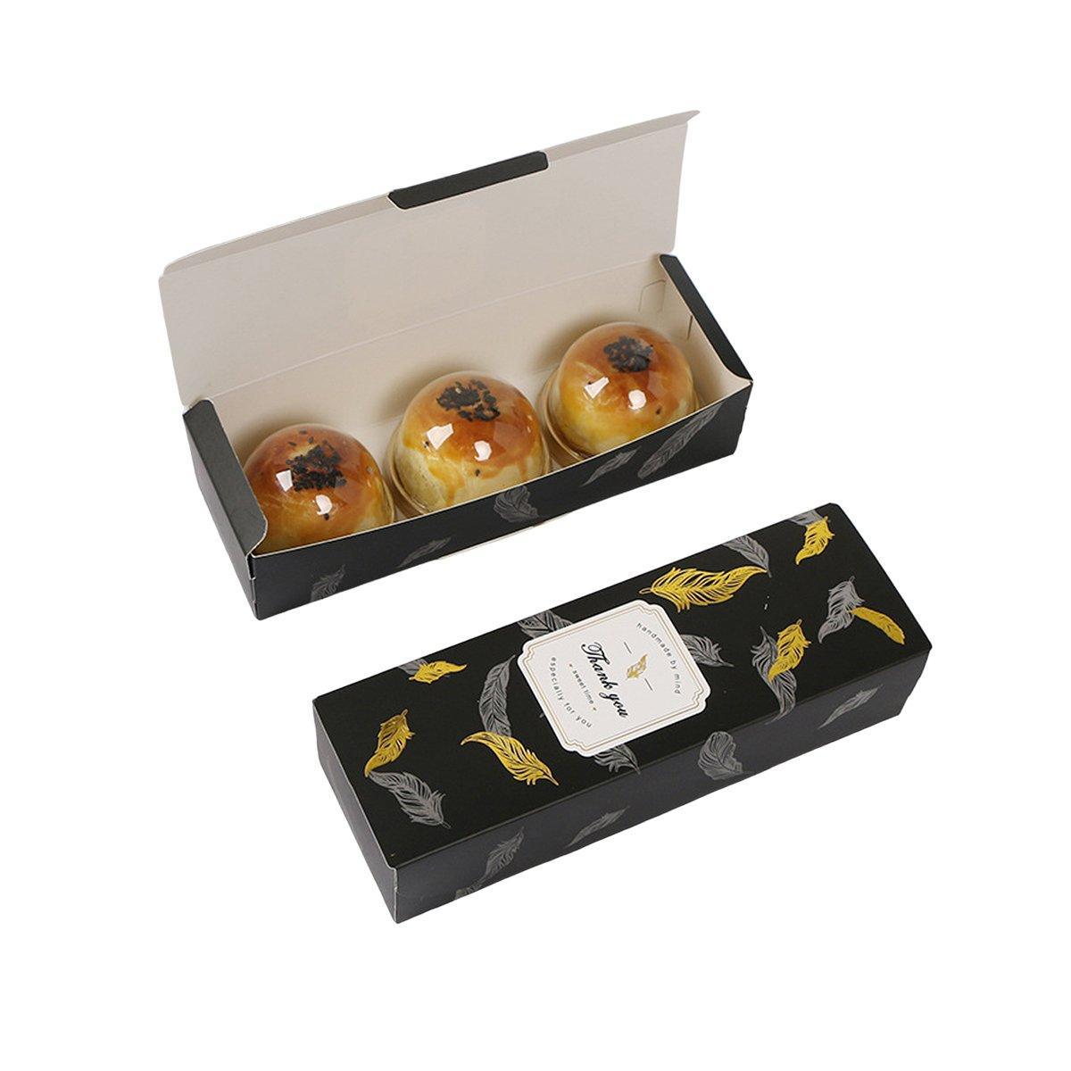 25PCS Long Strip Clamshell Packaging Box - 3-Compartment Dessert Storage