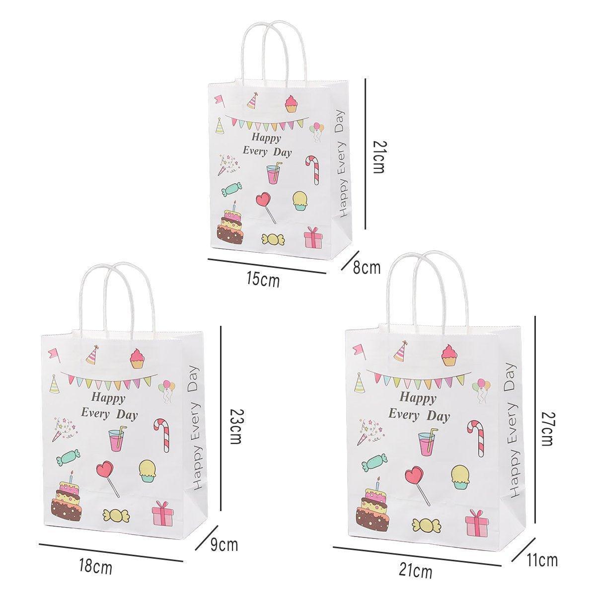 50PCS Colourful Kraft Paper Gift Bags Reusable Party Favor Bags for School Events - BDLW-18*9*23cm