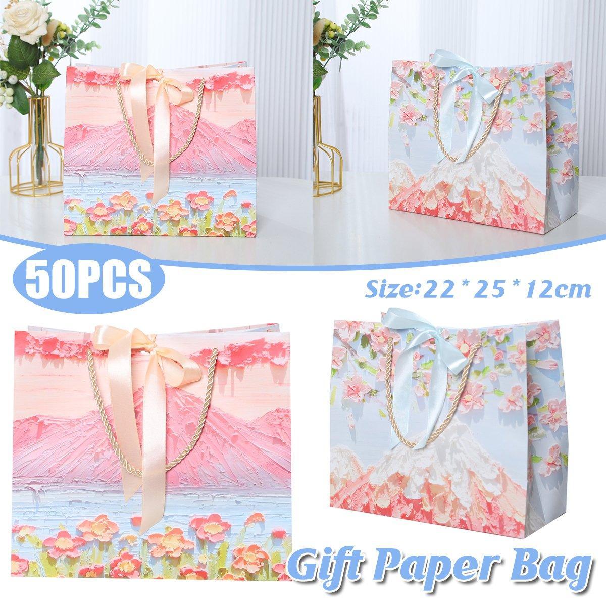 50PCS Cloud Mountain Petals Cream Wind Stereo Oil Painting Paper for Gift Wrapping - B - SuperSaverAU - view 1