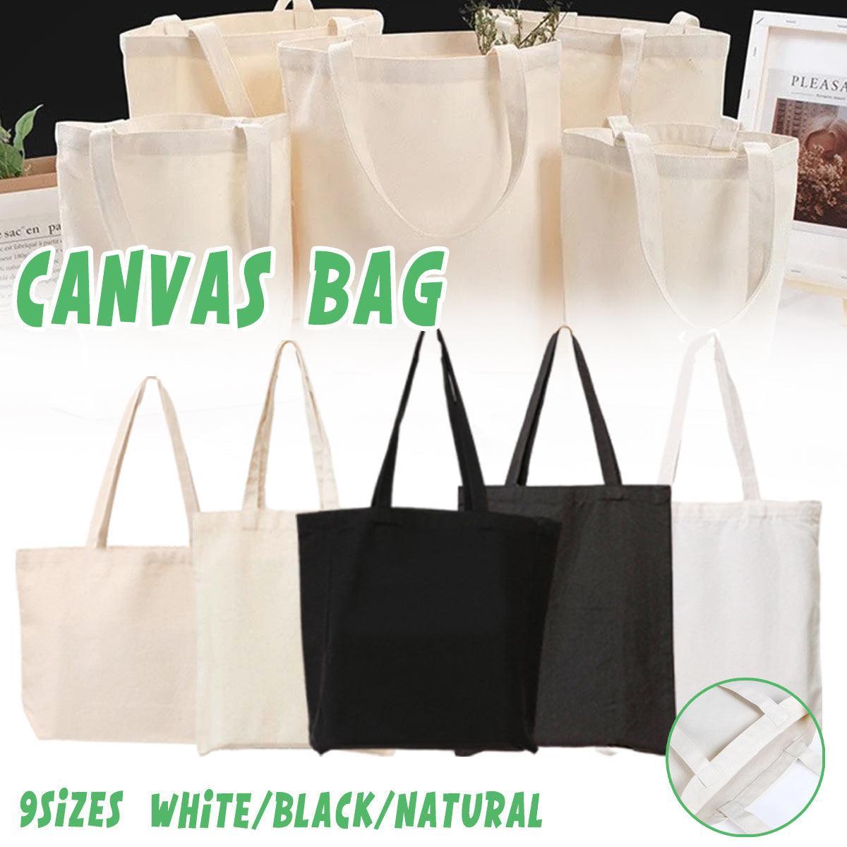 5PCS Canvas Tote Bag Cotton Blank DIY Shopping Shoulder Bags - Natural 35*40*10cm