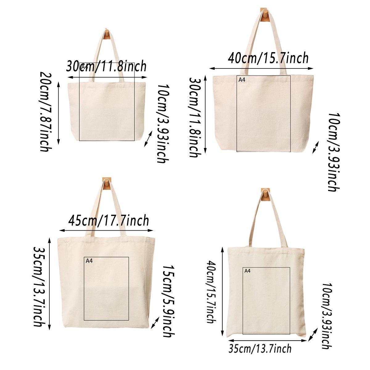 5PCS Canvas Tote Bag Cotton Blank DIY Shopping Shoulder Bags - Natural 35*40*10cm