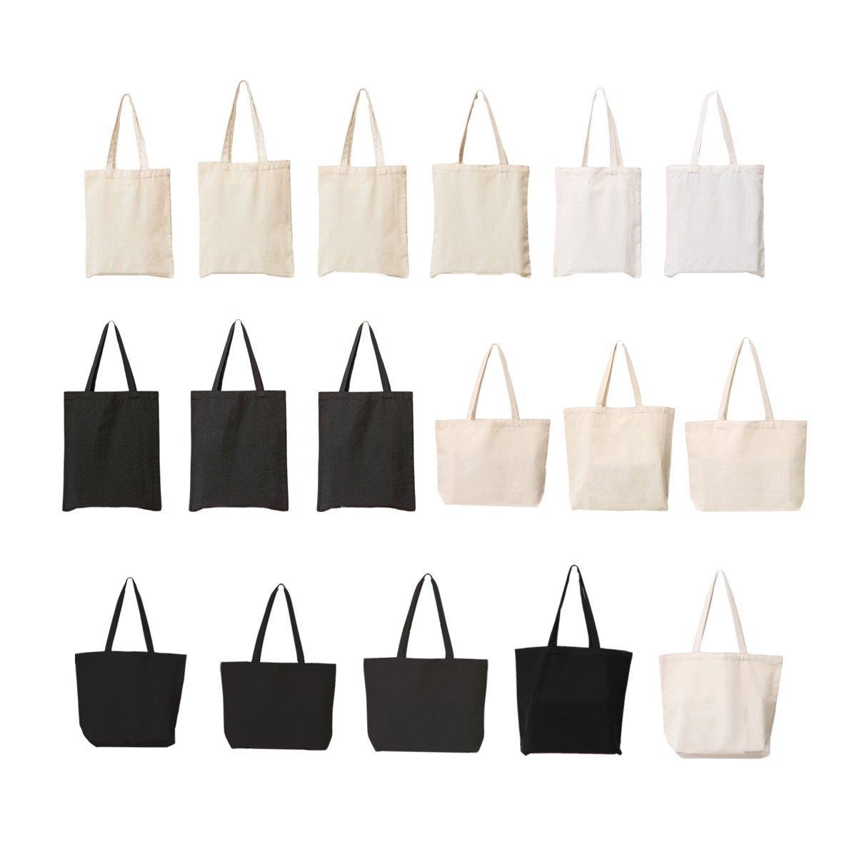 5PCS Canvas Tote Bag Cotton Blank DIY Shopping Shoulder Bags - White 35*40cm