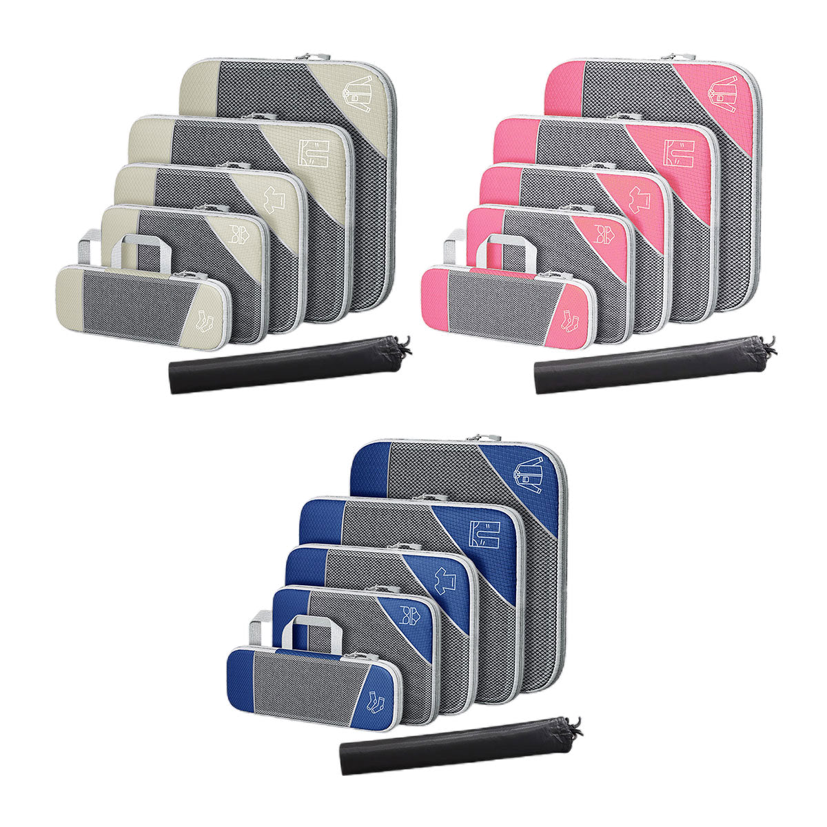 Navy 6PCS Compression Packing Cubes Set - Water-Resistant, Space-Saving, Travel Organizers - SuperSaverAU - view 1