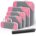 6PCS Compression Packing Cubes Set - Water-Resistant Nylon, Space-Saving, Pink - SuperSaverAU - view 4