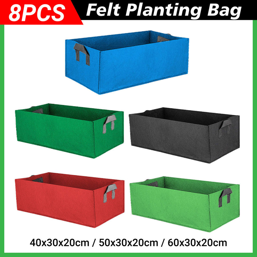 8pcs Felt Rectangular Planting Bags - Blue, 60x30x20cm, Eco-Friendly, Durable - SuperSaverAU - view 1