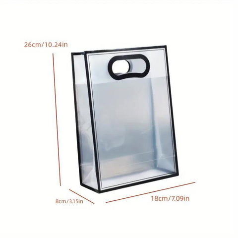 25pcs Transparent PVC Handbag for Wedding Festival Candy Gift Packaging Bag - Black-26*18*8cm - SuperSaverAU - view 2