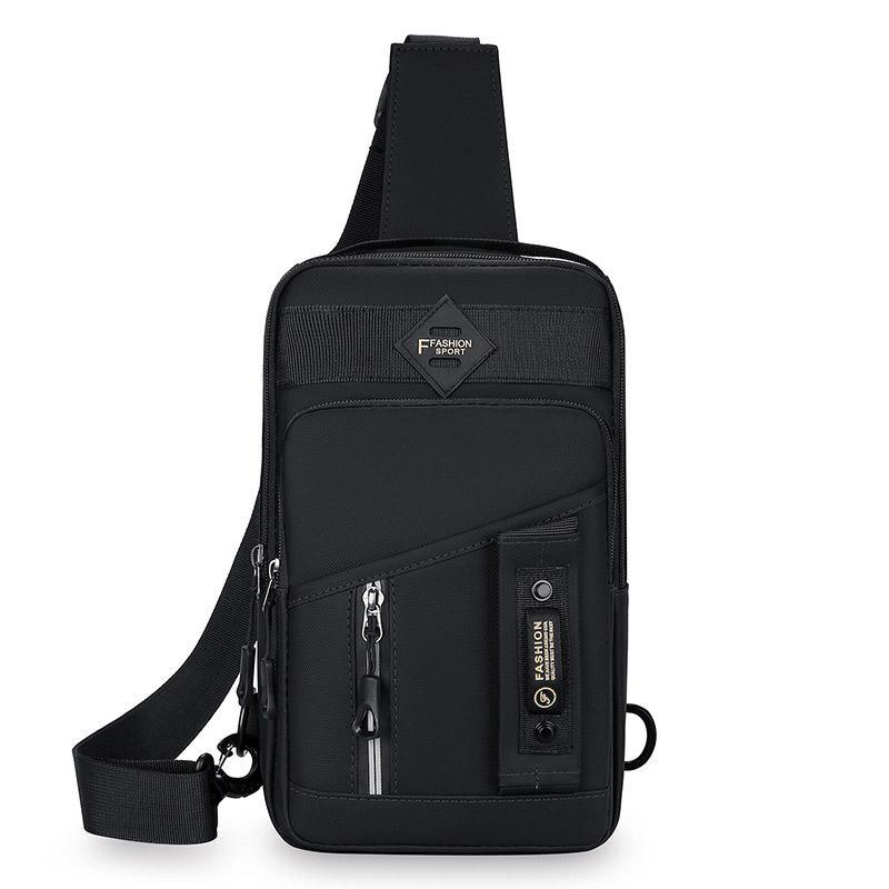Premium Black Men's Waterproof Multifunctional Crossbody Bag 17x7x30cm