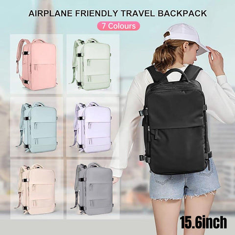 Waterproof Travel Backpack 15.6" Laptop Compartment USB Charging Blue - SuperSaverAU - view 1