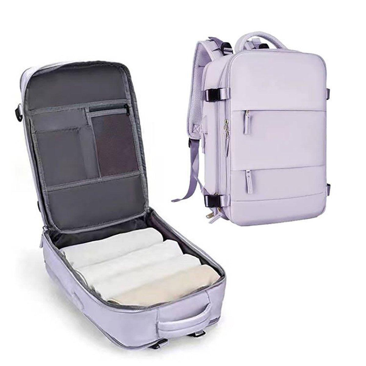 Waterproof Travel Backpack 15.6" Laptop Compartment USB Charging Blue